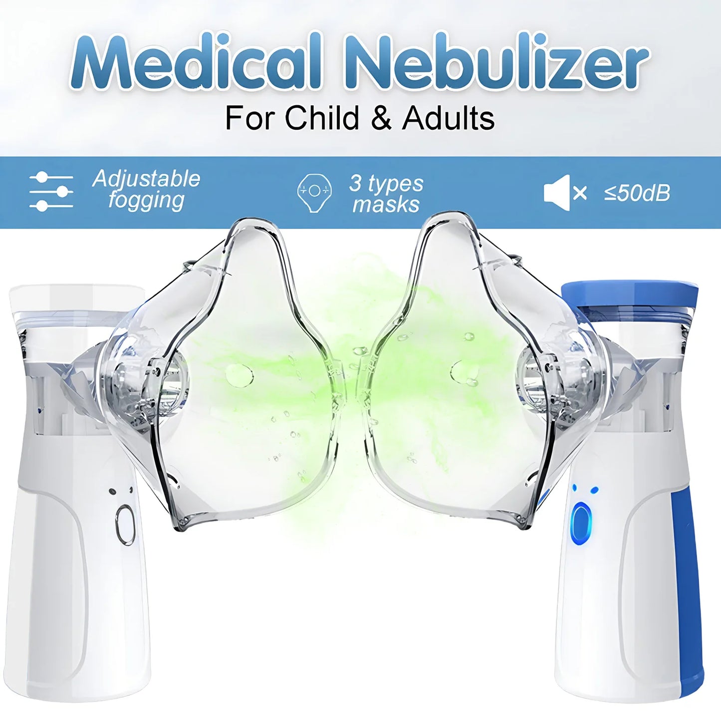 Nebulizzatore portatile ricaricabile Inalatore medico a rete Per adulti Bambini Assistenza sanitaria Nebulizzatore Umidificatore Sollievo dalla tosatura dell'assma