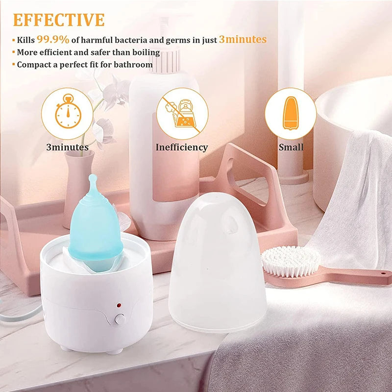 Nettoyeur de coupe menstruelle en silicone pour femme, arabisateur, haute température, vapeur, tue 99.9% des germes, hygiène, 2 pièces