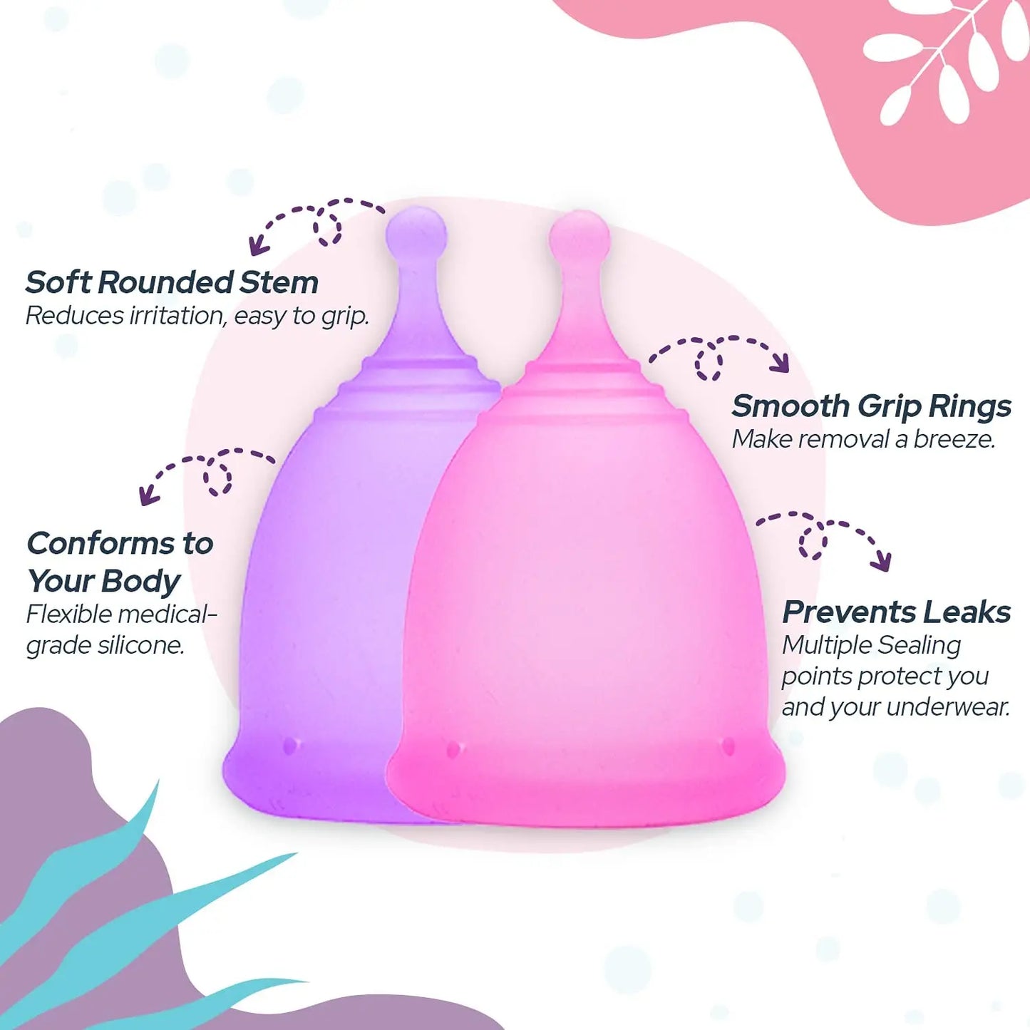 Nettoyeur de coupe menstruelle en silicone pour femme, arabisateur, haute température, vapeur, tue 99.9% des germes, hygiène, 2 pièces