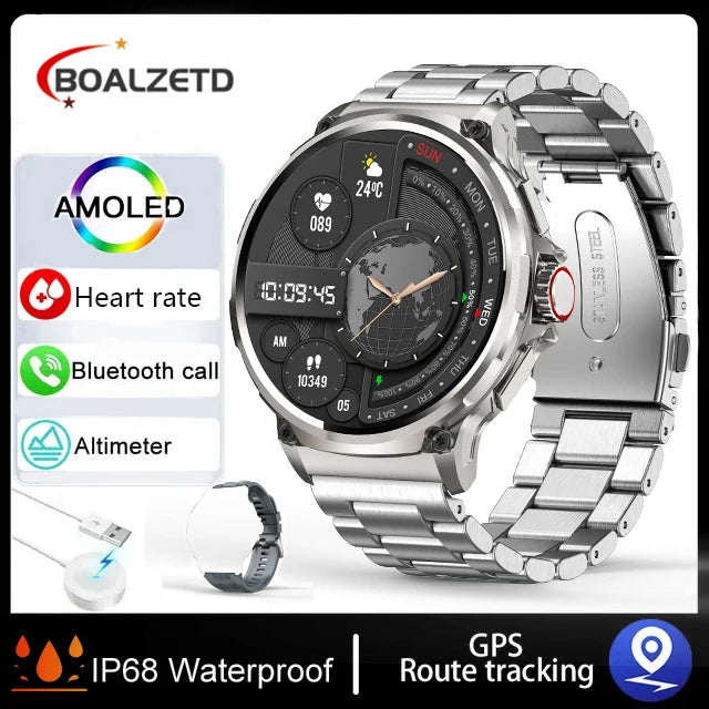 Neue 1,85-Zoll-Ultra-HD-Smartwatch mit GPS-Track, Bluetooth-Anruf, 710 mAh, großer Akku, Sport-Fitness-Smartwatch für Huawei Xiaomi