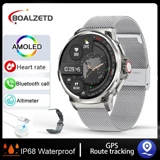 Neue 1,85-Zoll-Ultra-HD-Smartwatch mit GPS-Track, Bluetooth-Anruf, 710 mAh, großer Akku, Sport-Fitness-Smartwatch für Huawei Xiaomi