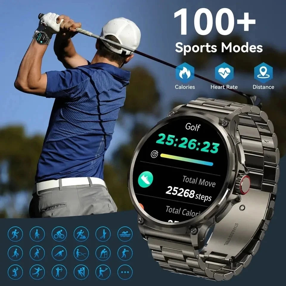 Neue 1,85-Zoll-Ultra-HD-Smartwatch mit GPS-Track, Bluetooth-Anruf, 710 mAh, großer Akku, Sport-Fitness-Smartwatch für Huawei Xiaomi