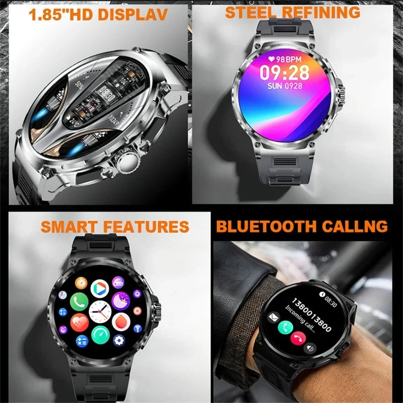 Neue 1,85-Zoll-Ultra-HD-Smartwatch mit GPS-Track, Bluetooth-Anruf, 710 mAh, großer Akku, Sport-Fitness-Smartwatch für Huawei Xiaomi