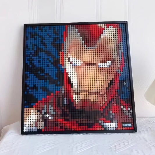 Neue Wanddekoration Porträts Marvel Iron Man und Spider Man Bausteine Ziegel Puzzle Spielzeug Geschenke für Kinder mit Fotorahmen Geschenk