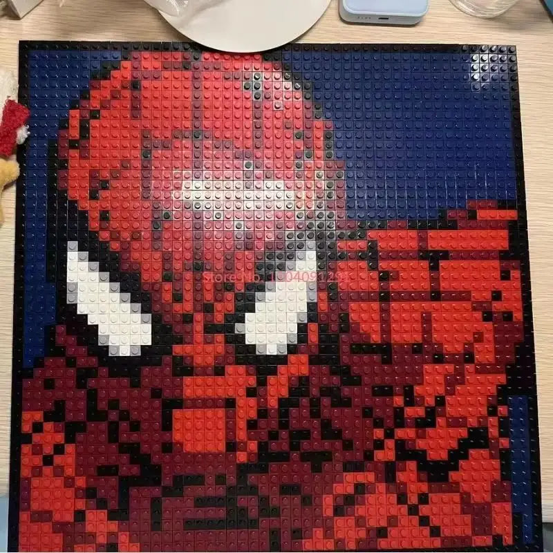 Neue Wanddekoration Porträts Marvel Iron Man und Spider Man Bausteine Ziegel Puzzle Spielzeug Geschenke für Kinder mit Fotorahmen Geschenk