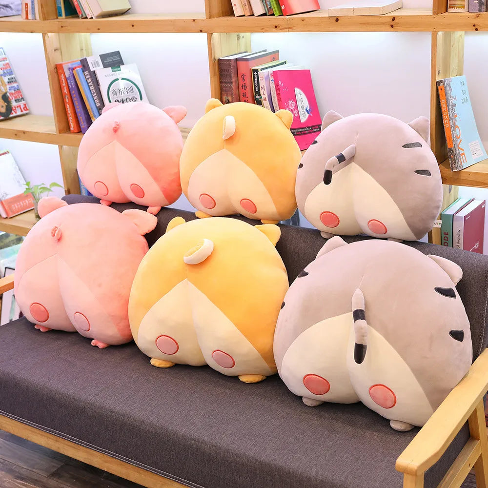 New Arrival 40/50cm Lovely Cat Butt Plush Corgi Pillow Pig Cushion Cartoon Animal Sofa Stuffed Dog Toys