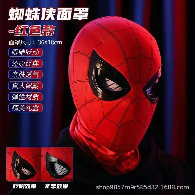 New The Amazing Spider-Man Headgear Movable Mask Helmet Cosplay Electric Ring Control Eye Luminous Collection Model Kid Toy Gift