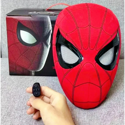 New The Amazing Spider-Man Headgear Movable Mask Helmet Cosplay Electric Ring Control Eye Luminous Collection Model Kid Toy Gift