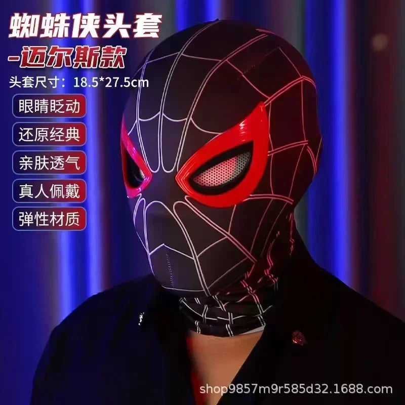 New The Amazing Spider-Man Headgear Movable Mask Helmet Cosplay Electric Ring Control Eye Luminous Collection Model Kid Toy Gift