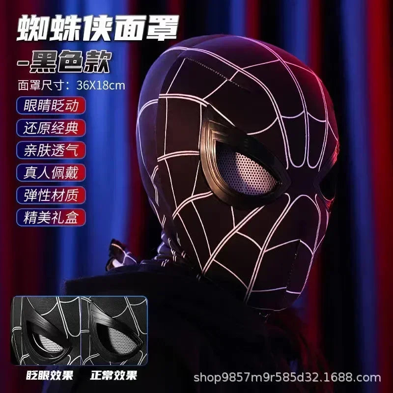 New The Amazing Spider-Man Headgear Movable Mask Helmet Cosplay Electric Ring Control Eye Luminous Collection Model Kid Toy Gift