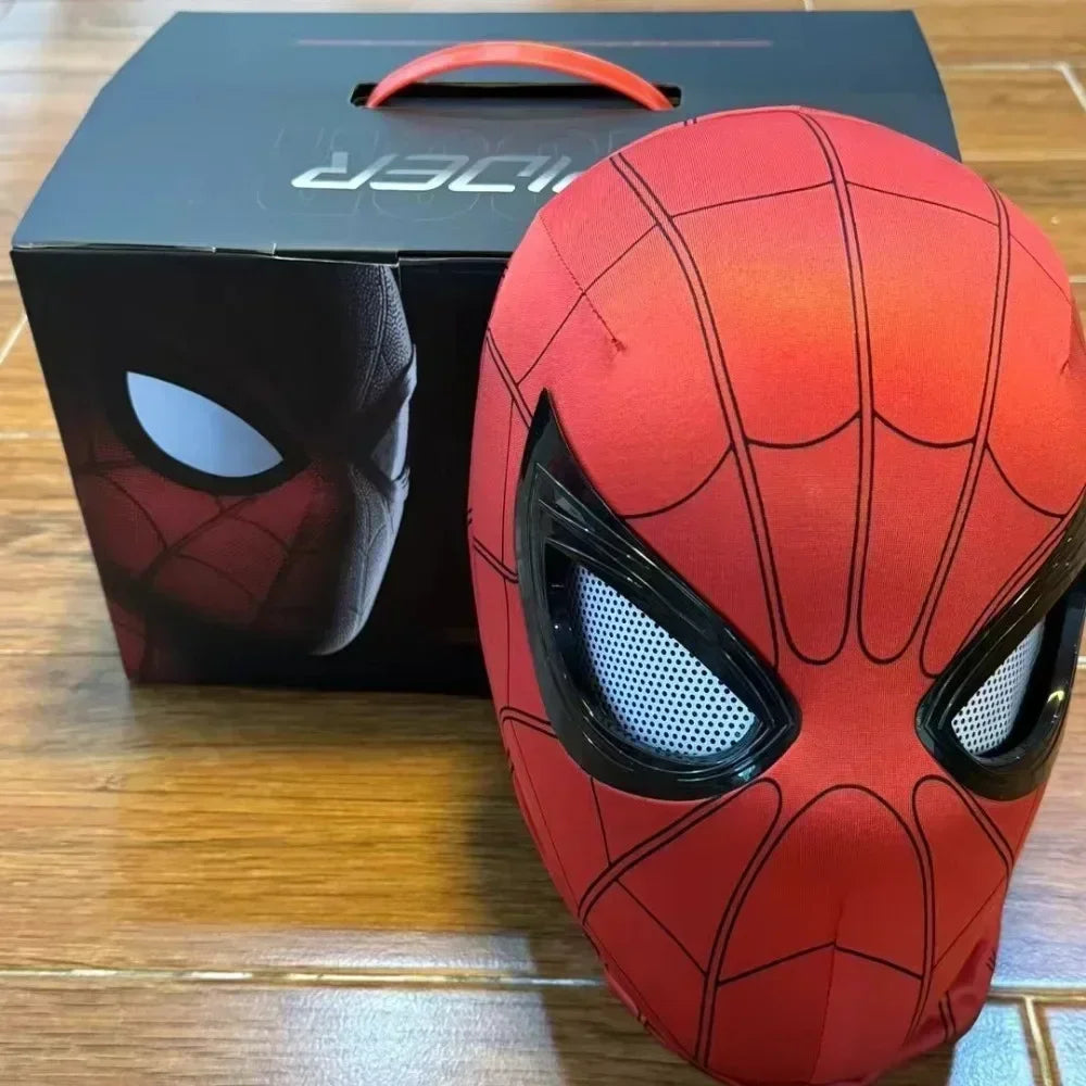 New The Amazing Spider-Man Headgear Movable Mask Helmet Cosplay Electric Ring Control Eye Luminous Collection Model Kid Toy Gift