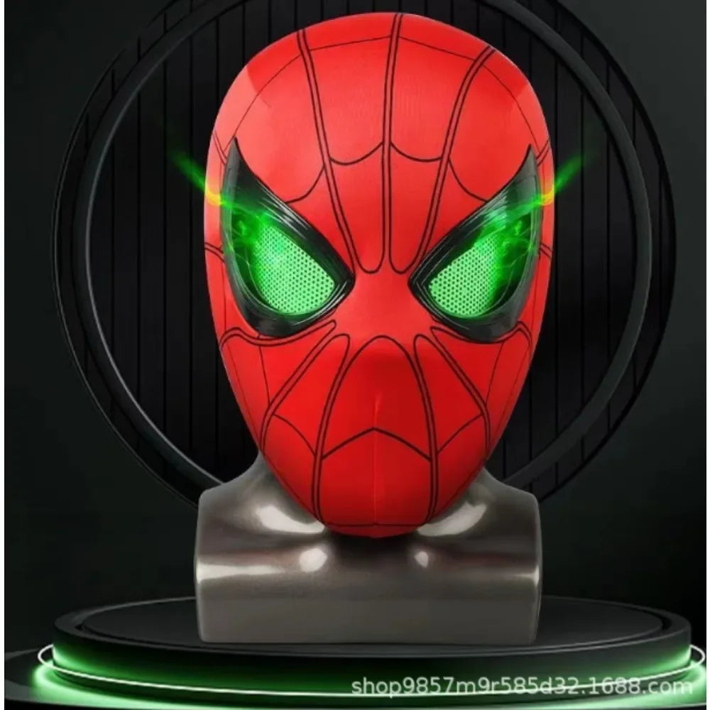 New The Amazing Spider-Man Headgear Movable Mask Helmet Cosplay Electric Ring Control Eye Luminous Collection Model Kid Toy Gift