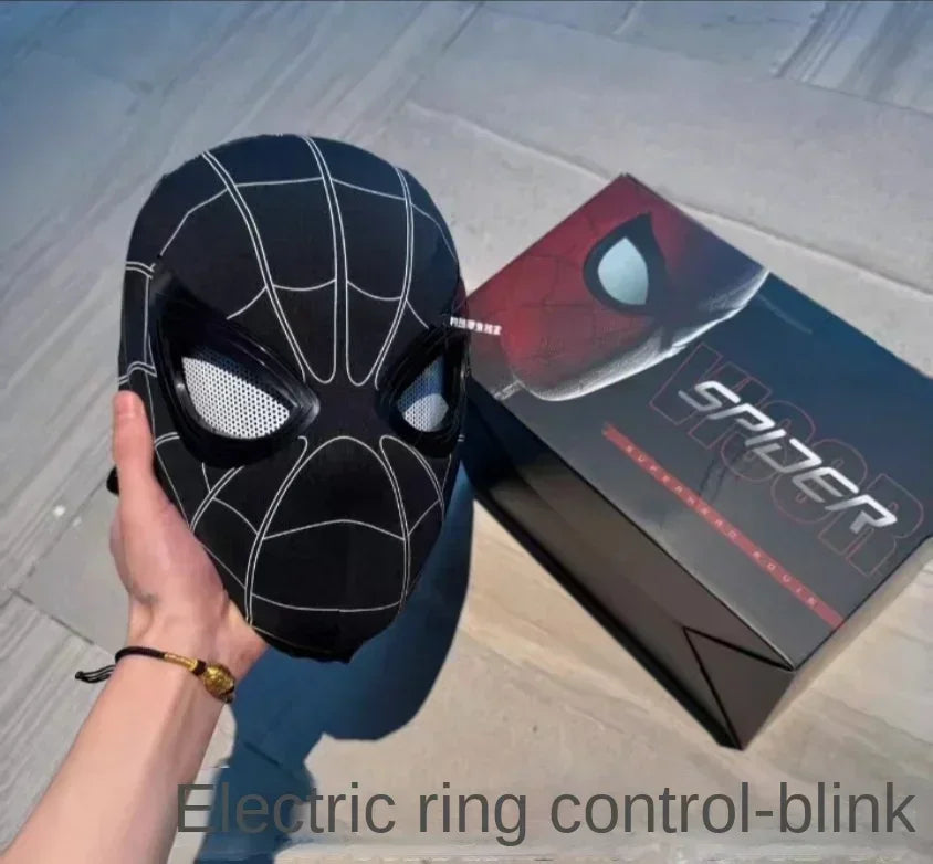 New The Amazing Spider-Man Headgear Movable Mask Helmet Cosplay Electric Ring Control Eye Luminous Collection Model Kid Toy Gift