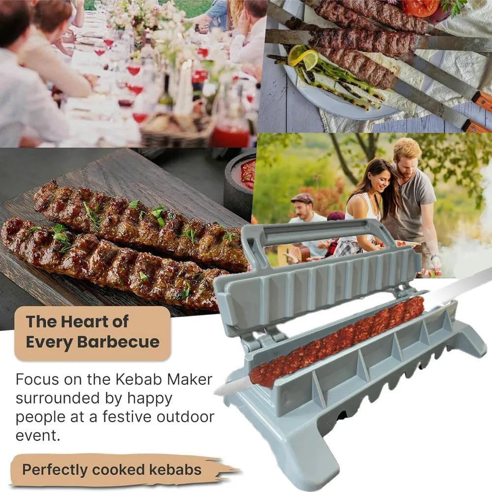 NewSingle Row Kebab Maker Bbq Meat Skewer Machine Kebab Press Maker Reusable Plastic Bbq Skewer Maker Kebab Preparation BBQ Tool