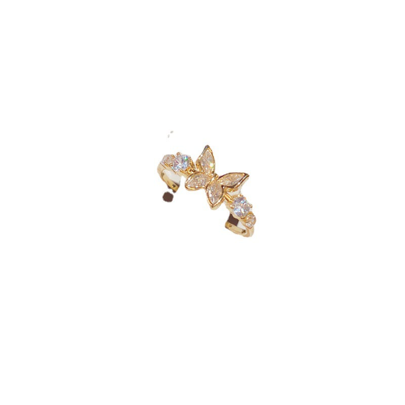 Fashion Jewelry Sweet And Diamond Mounted Butterfly Niche Design Ring 15g