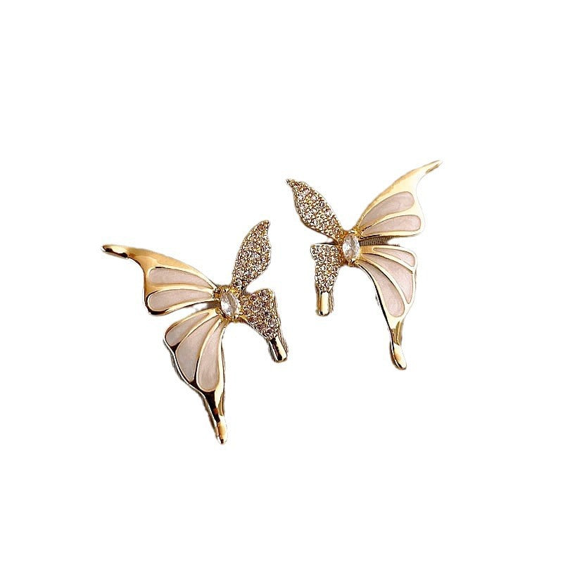 Fashion Jewelry Golden Drop Oil Diamond Butterfly Earrings 10g