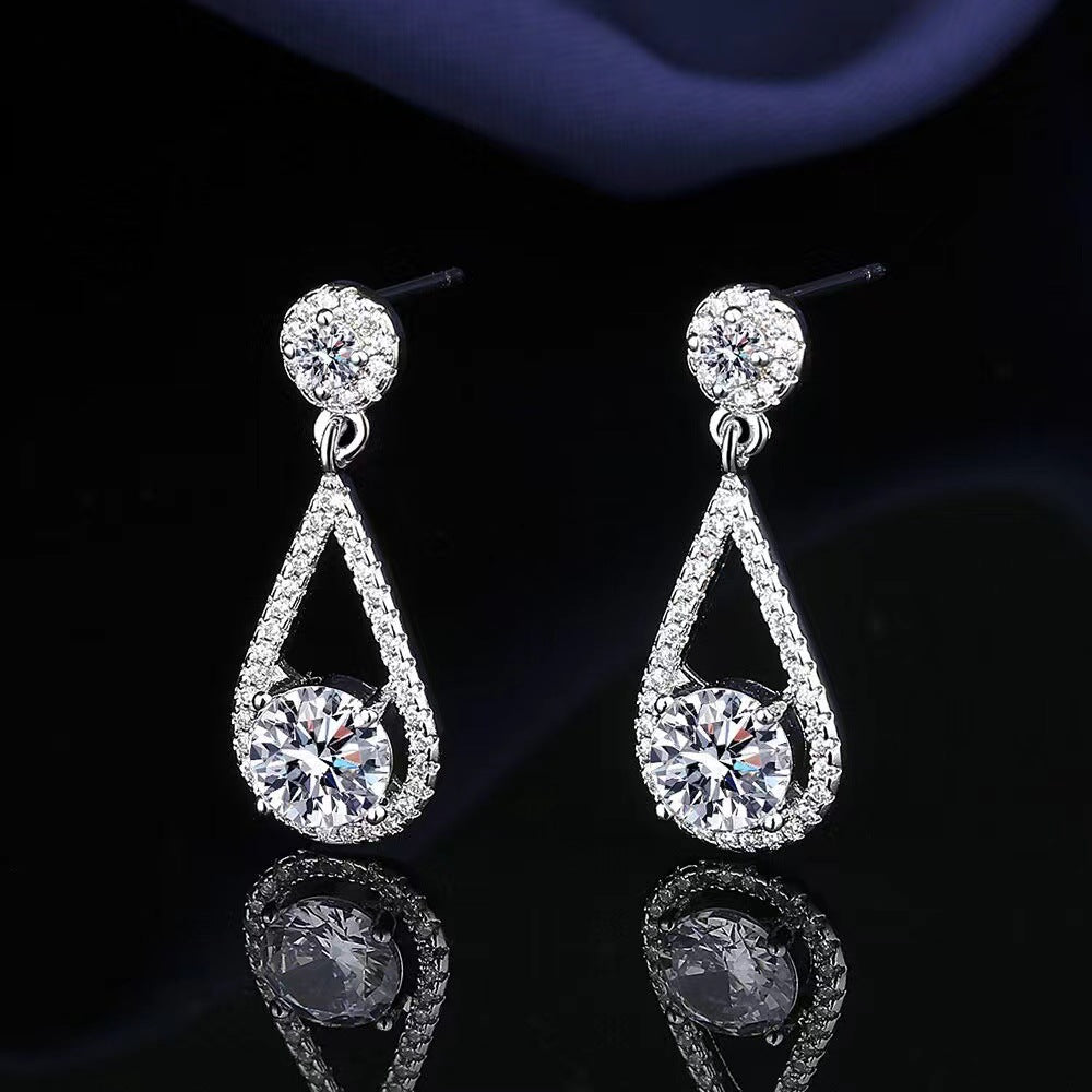 Fashion Jewelry Tassel Water Drop Eardrops Plated Sterling Silver 14g