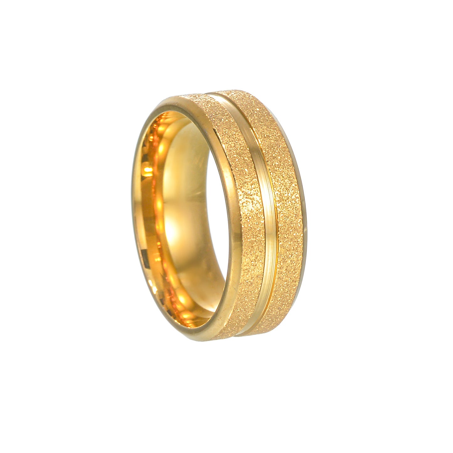 European And American Electroplated Placer Gold Jewelry 8mm Stainless Steel Ring 15g