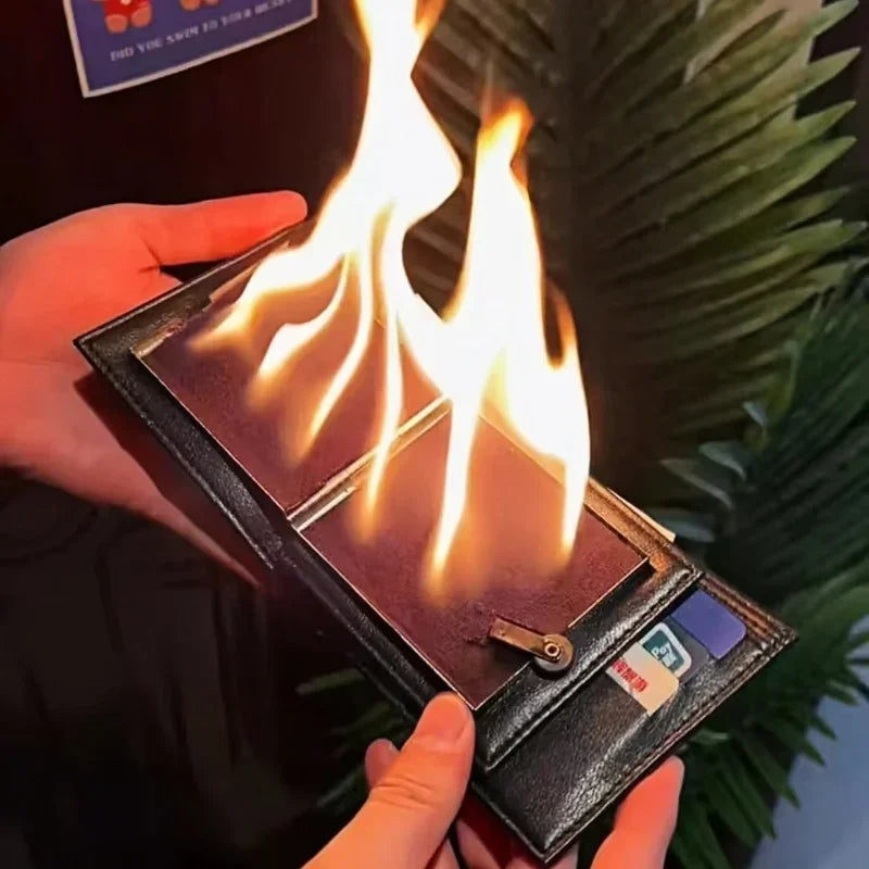 Personalized Flame Wallet Kerosene Lighter Leather Material Suitable for Men's Gifts At Family Gatherings and Magic Shows Cool