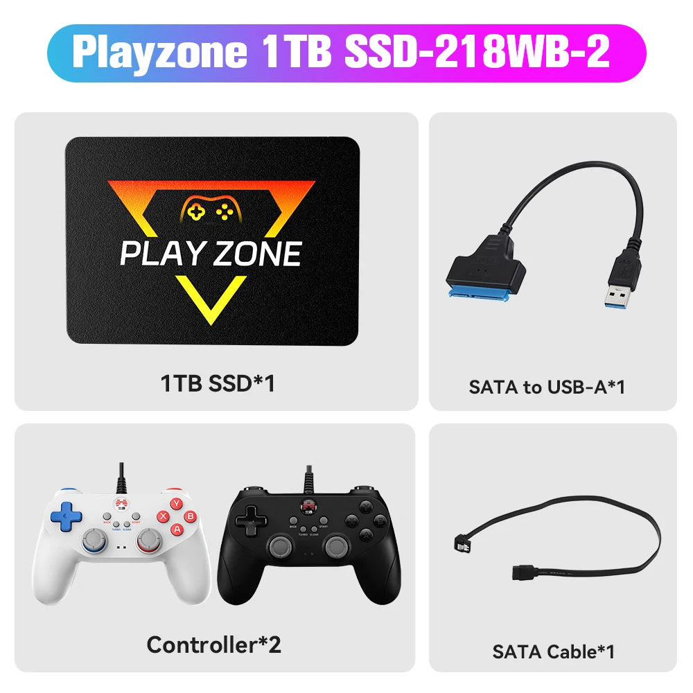 Playzone 1TB SSD&Game Consoles For PS5/PS4/PS3/Xbox/Xbox one/Switch With 16000 Emulator Games+86 PC Games Plug&Play For WIN PC