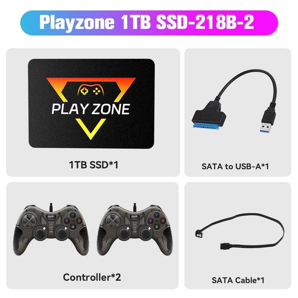 Playzone 1TB SSD&Game Consoles For PS5/PS4/PS3/Xbox/Xbox one/Switch With 16000 Emulator Games+86 PC Games Plug&Play For WIN PC