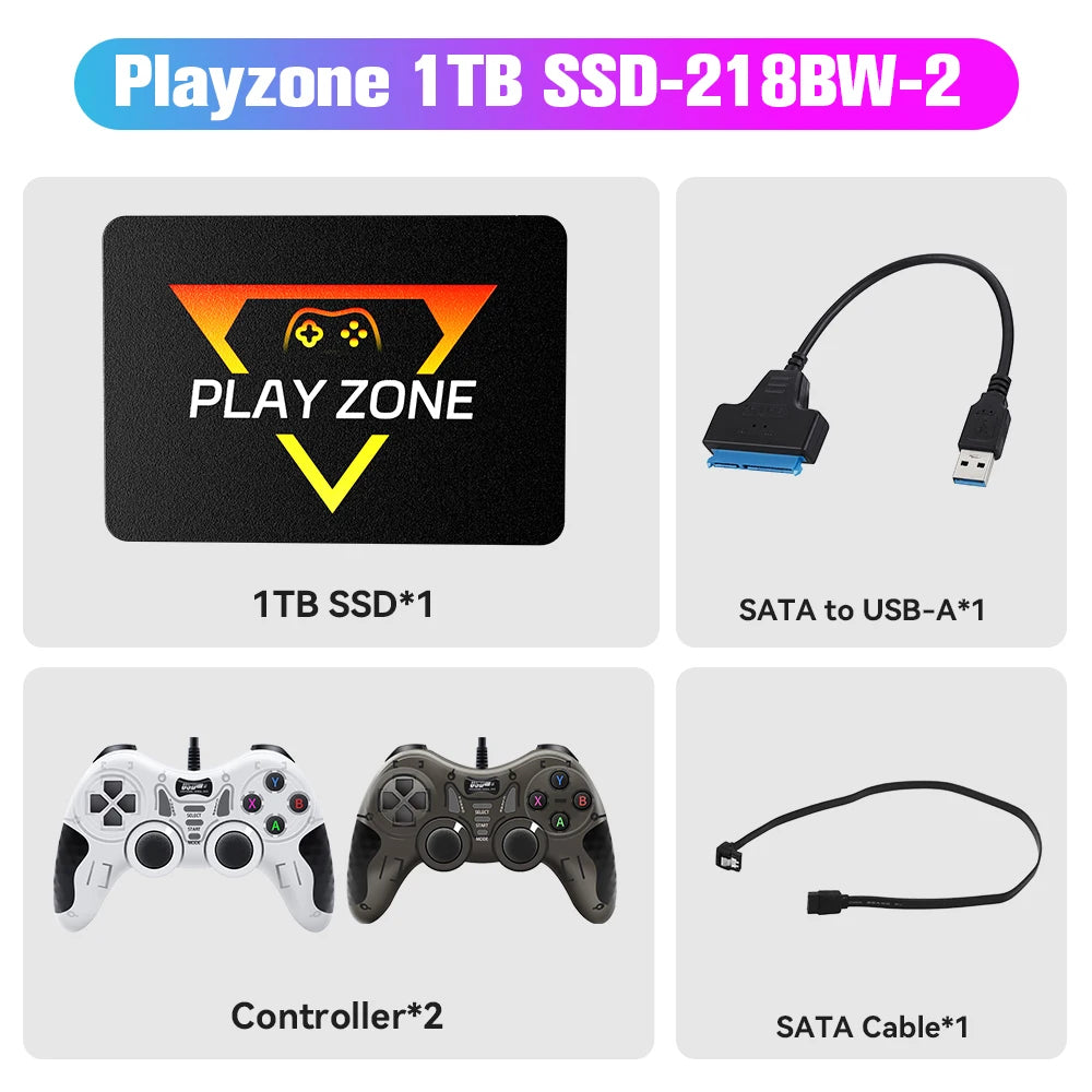 Playzone 1TB SSD&Game Consoles For PS5/PS4/PS3/Xbox/Xbox one/Switch With 16000 Emulator Games+86 PC Games Plug&Play For WIN PC