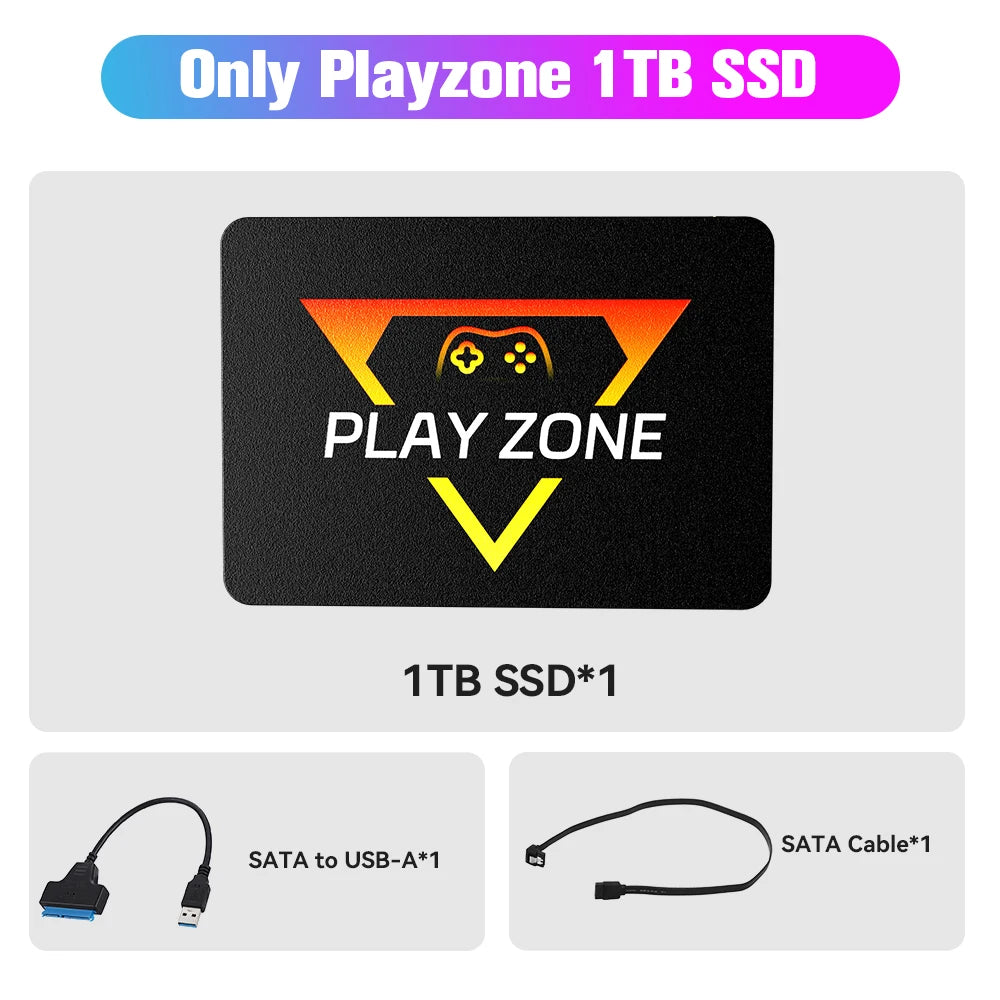 Playzone 1TB SSD&Game Consoles For PS5/PS4/PS3/Xbox/Xbox one/Switch With 16000 Emulator Games+86 PC Games Plug&Play For WIN PC