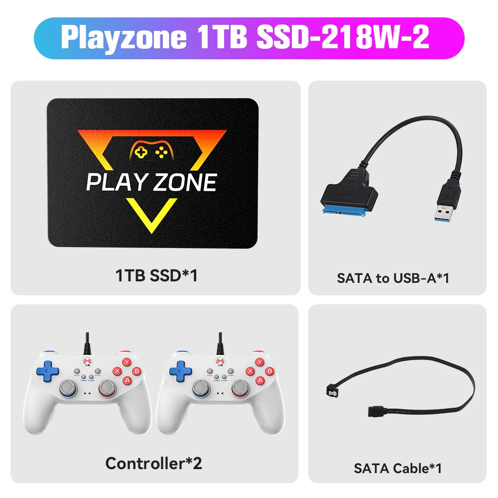 Playzone 1TB SSD&Game Consoles For PS5/PS4/PS3/Xbox/Xbox one/Switch With 16000 Emulator Games+86 PC Games Plug&Play For WIN PC