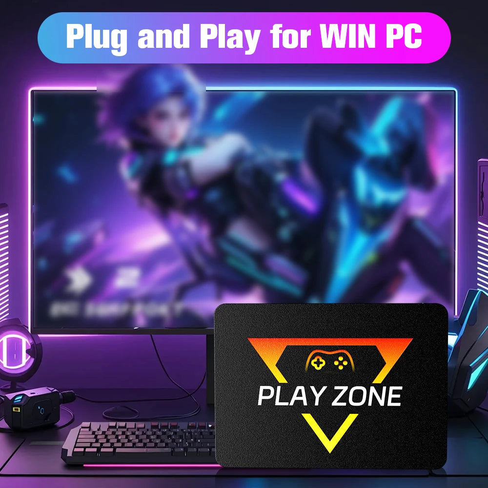 Playzone 1TB SSD&Game Consoles For PS5/PS4/PS3/Xbox/Xbox one/Switch With 16000 Emulator Games+86 PC Games Plug&Play For WIN PC