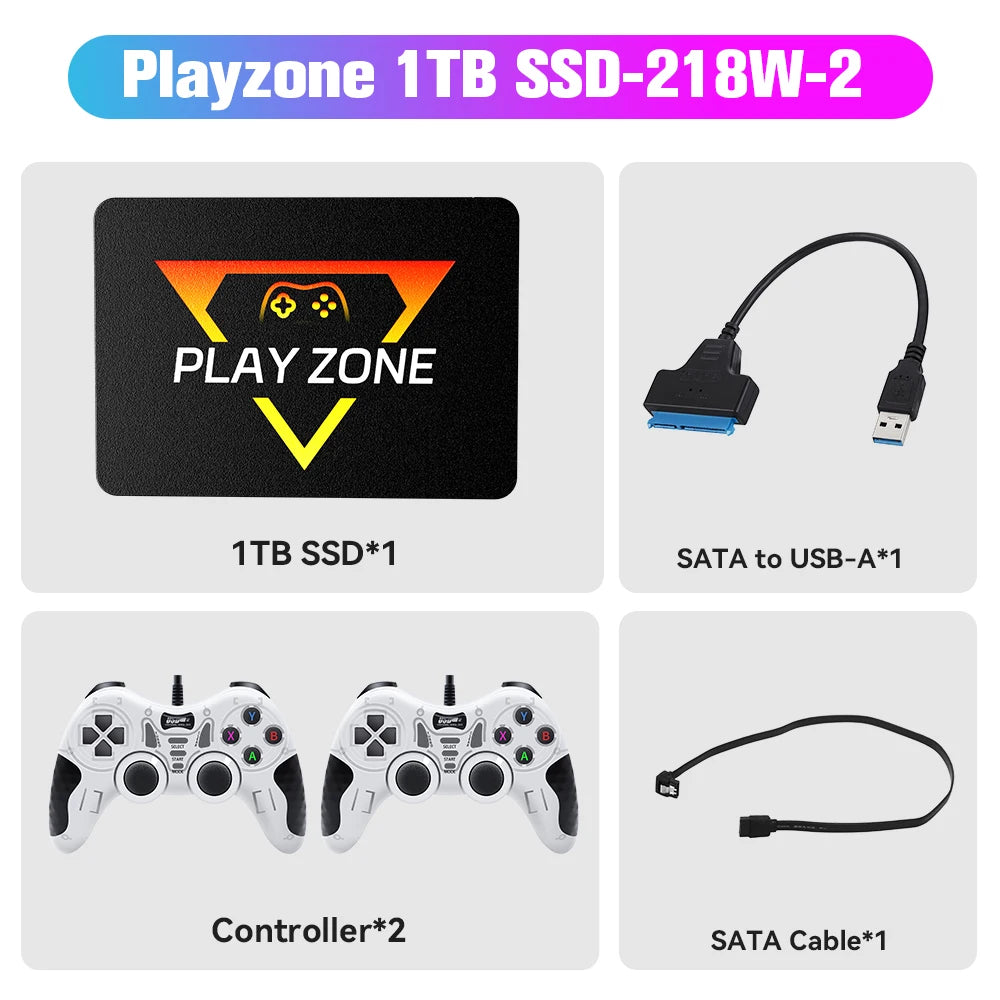 Playzone 1TB SSD&Game Consoles For PS5/PS4/PS3/Xbox/Xbox one/Switch With 16000 Emulator Games+86 PC Games Plug&Play For WIN PC