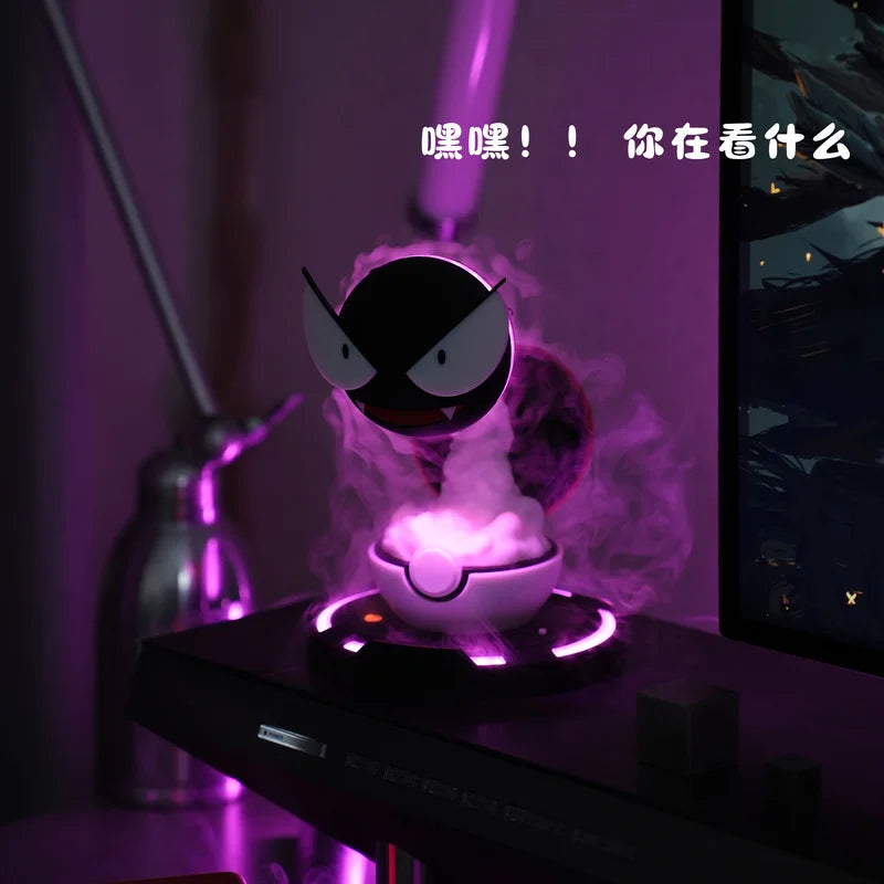 Pokemon Cool Umidificatore Anime Gengar Luce notturna Purificatore d'aria Illuminazione ambientale Lampada a LED carina Decorazione della stanza Regalo di Natale per bambini