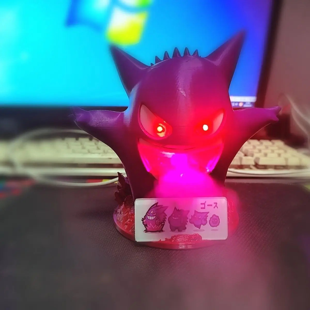 Pokemon Cool Umidificatore Anime Gengar Luce notturna Purificatore d'aria Illuminazione ambientale Lampada a LED carina Decorazione della stanza Regalo di Natale per bambini