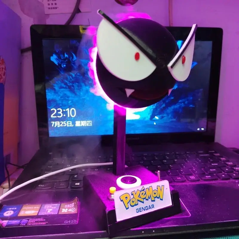 Pokemon Cool Umidificatore Anime Gengar Luce notturna Purificatore d'aria Illuminazione ambientale Lampada a LED carina Decorazione della stanza Regalo di Natale per bambini