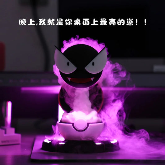 Pokemon Cool Umidificatore Anime Gengar Luce notturna Purificatore d'aria Illuminazione ambientale Lampada a LED carina Decorazione della stanza Regalo di Natale per bambini