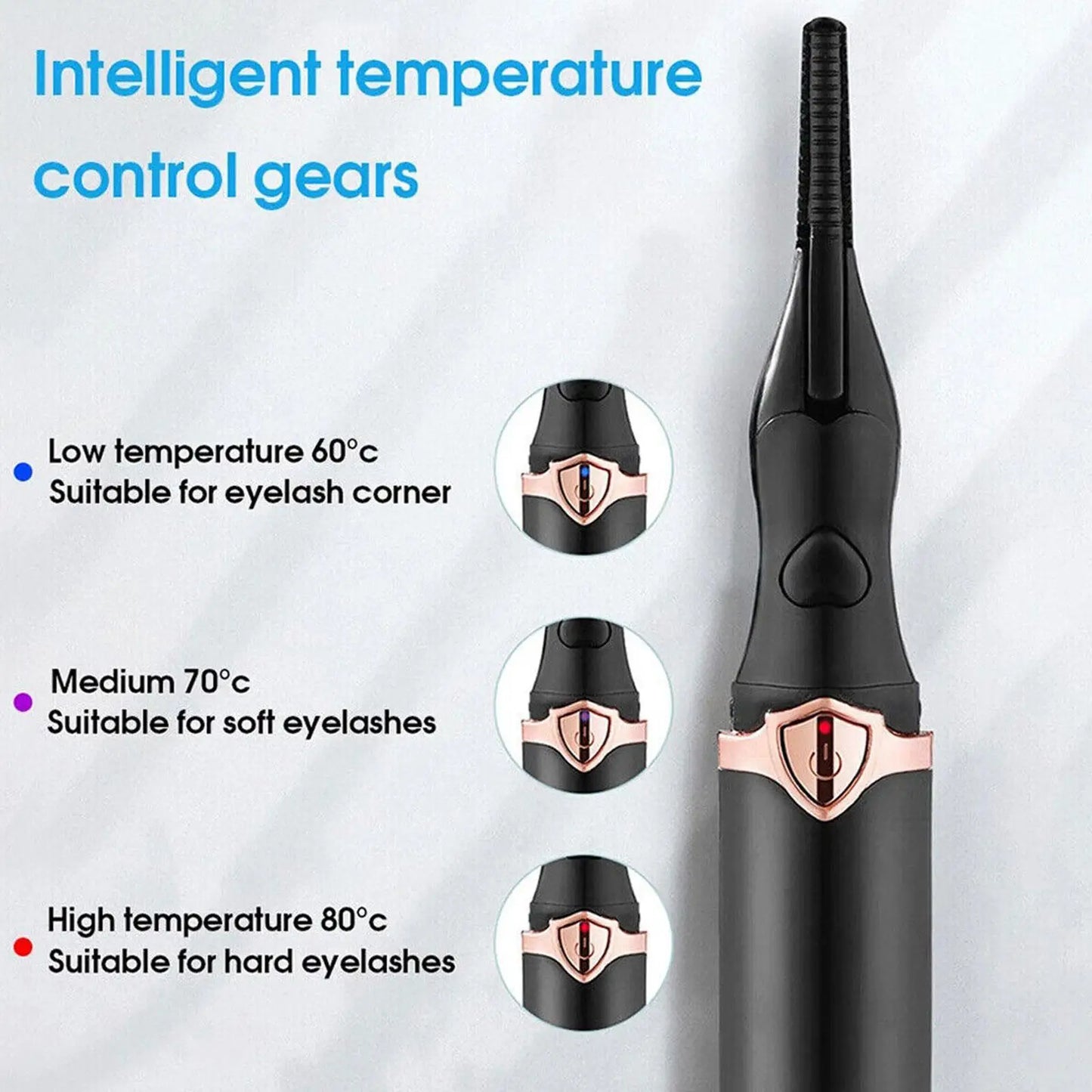 Portable 3 Temperature Mode Heated Eyelashes Curling Tool Electronic USB Natural Fake Eye Lash Curler Beauty Supplies