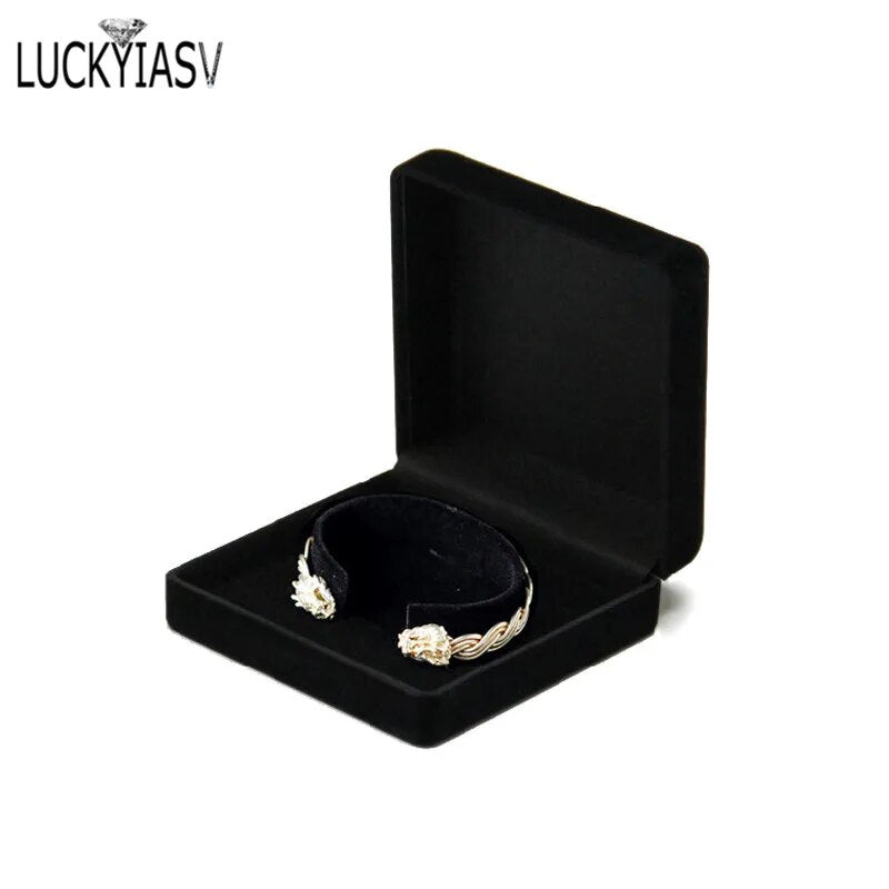 Premium Bangle Bracelet Box Black Velvet Coated Jewelry Display Boxes C Collar Jewellery Packaging Gift Holder Organizer Case