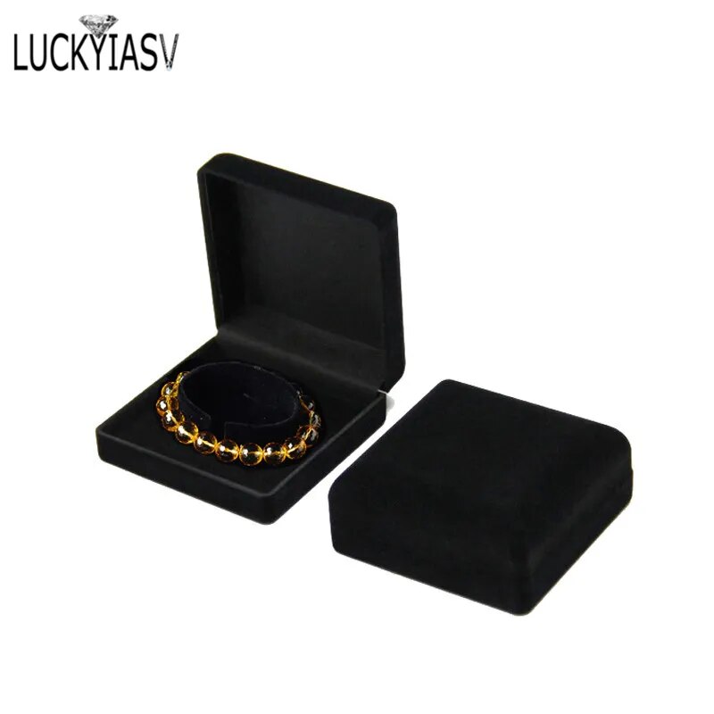 Premium Bangle Bracelet Box Black Velvet Coated Jewelry Display Boxes C Collar Jewellery Packaging Gift Holder Organizer Case