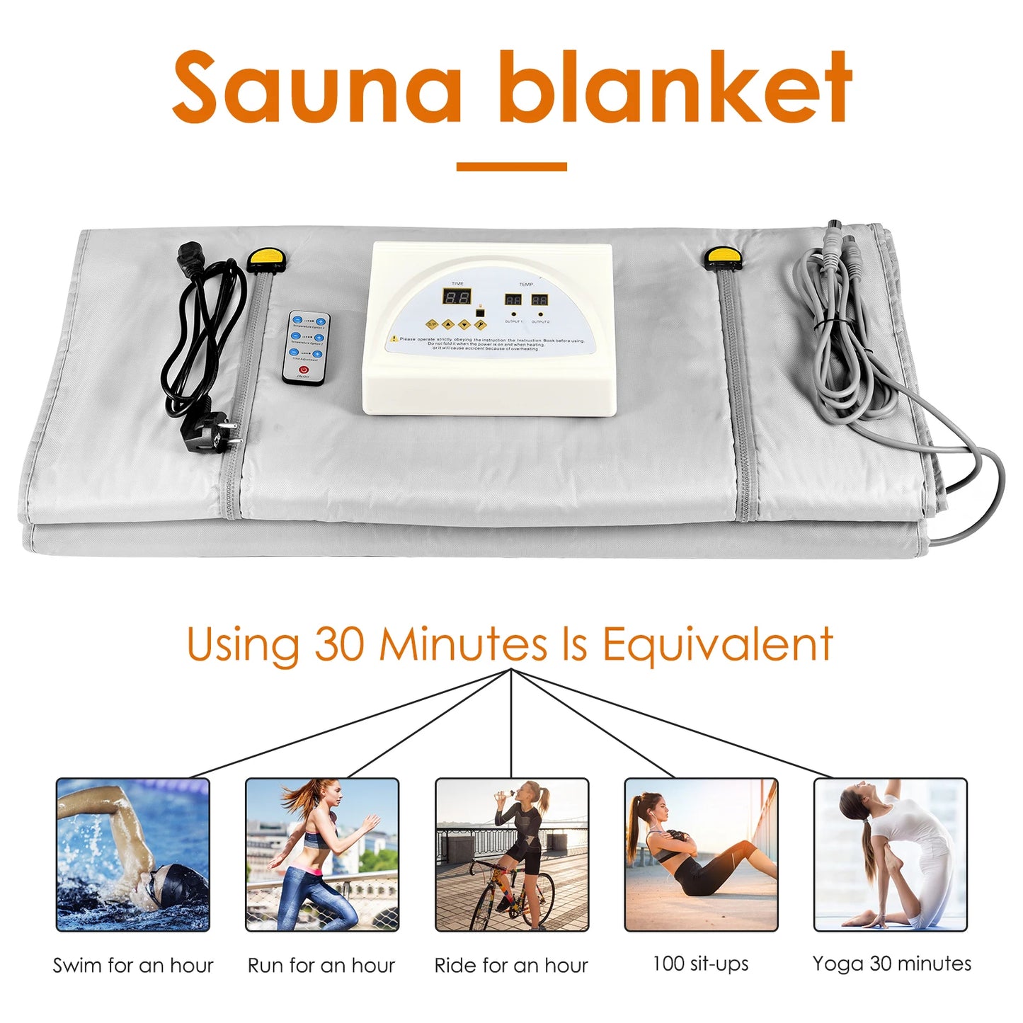 Professional Infrare Sauna Blanket Slimming Zipper Design Heating Sauna Blanket for Weight Loss Detox Home 180 x 80 cm