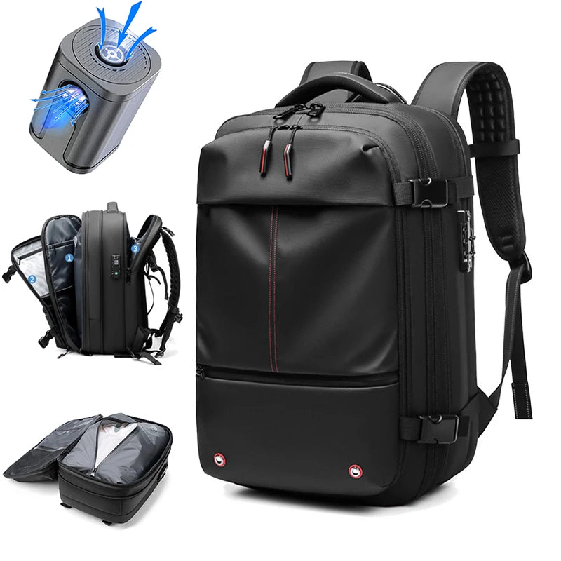 Reise-Männer 17-Zoll-Laptop-Rucksack Vakuumkompressionsrucksack Business-Schulrucksack mit großer Kapazität Erweitern Sie den Outdoor-Rucksack