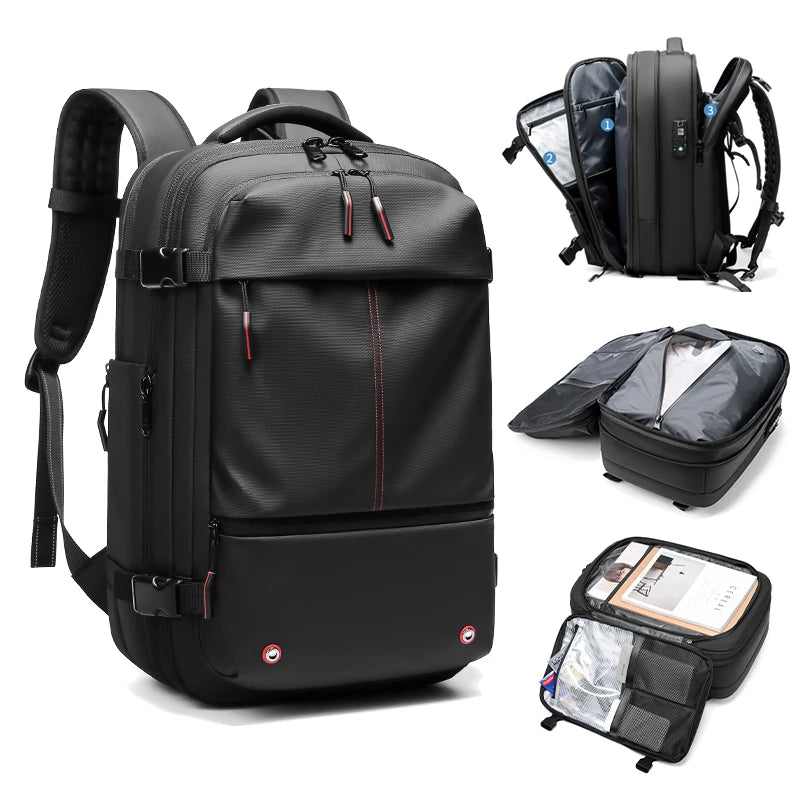 Reise-Männer 17-Zoll-Laptop-Rucksack Vakuumkompressionsrucksack Business-Schulrucksack mit großer Kapazität Erweitern Sie den Outdoor-Rucksack