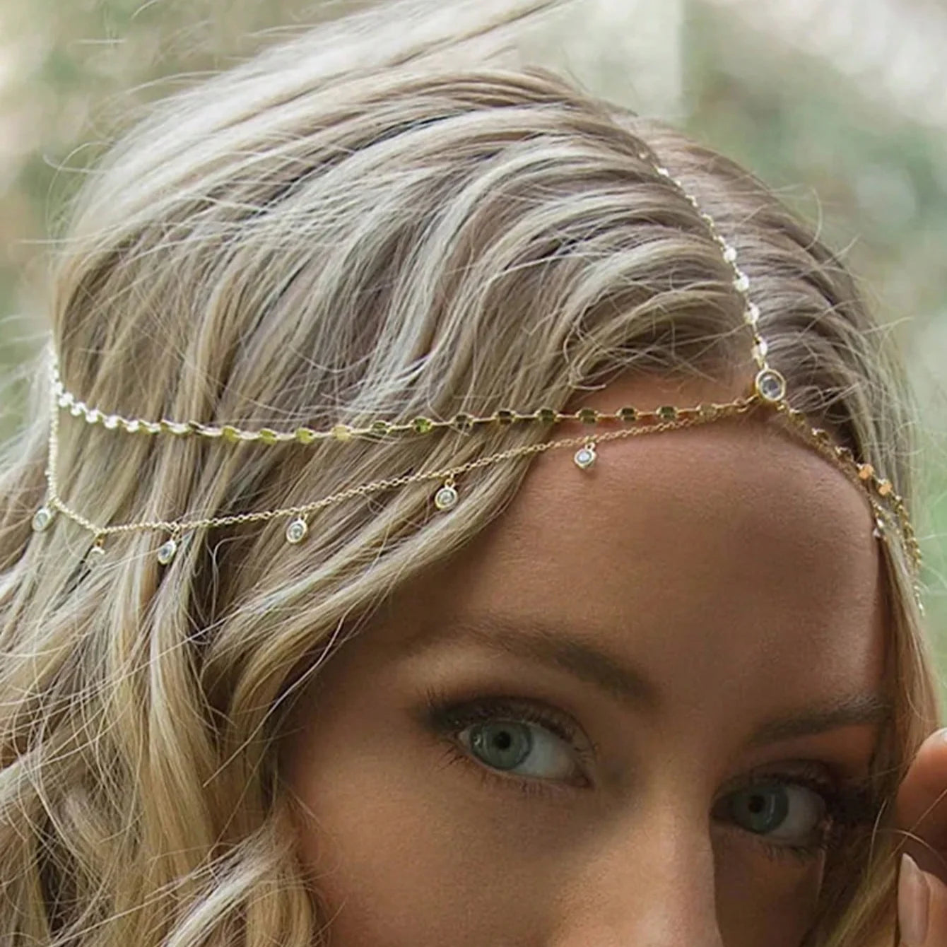 1pc Damen luxuriöse Braut kopf kette, modischer böhmischer Haarschmuck für Hochzeits tiara