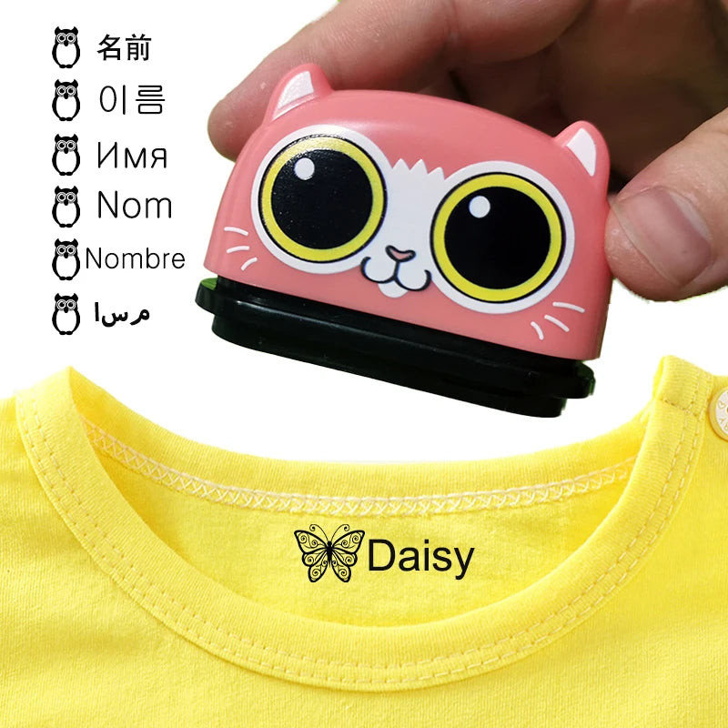 Sigillo del nome dei bambini personalizza il nome dello studente timbro vestiti dell'asilo adesivo con nome impermeabile regalo timbro Montessori Kawaii