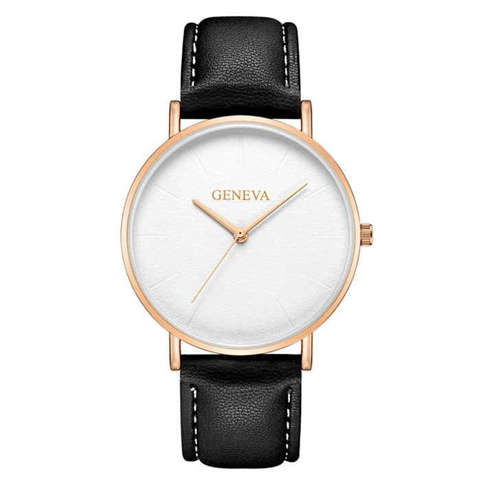 Simple Style Black Men Watches Top Brand Geneva Luxury Quartz Man Watch Minimalist Casual Leather Men Clock 2021 Erkek Kol Saati