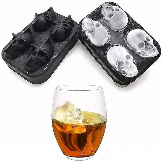 Skull Whisky Cocktail Ice Block Tray Silicone Mold Candy Ice Cream Mold Pudding Soap Ice Mold Halloween Gift Bake Mold