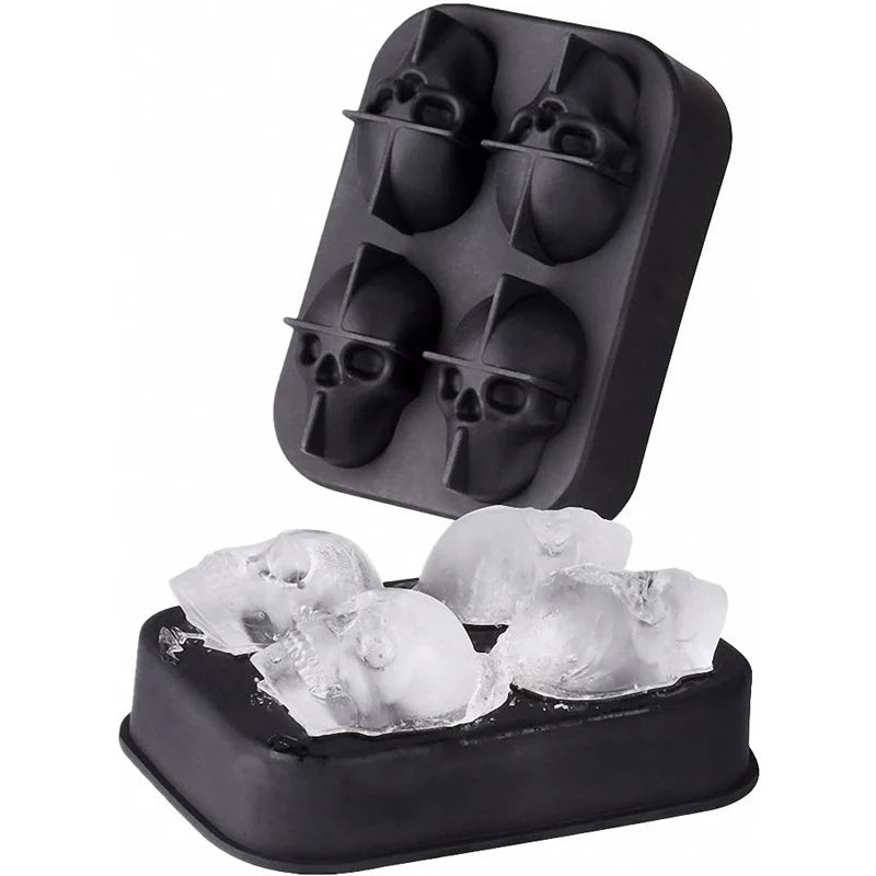 Skull Whisky Cocktail Ice Block Tray Silicone Mold Candy Ice Cream Mold Pudding Soap Ice Mold Halloween Gift Bake Mold