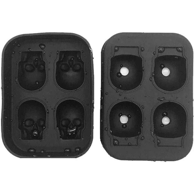 Skull Whisky Cocktail Ice Block Tray Silicone Mold Candy Ice Cream Mold Pudding Soap Ice Mold Halloween Gift Bake Mold