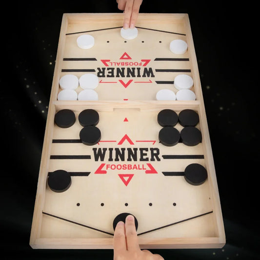 Sling Puck Board Games Wooden Hockey Party Games Fast-Paced Funny Family Table Two People Fight Against Toy with 10 Bullets