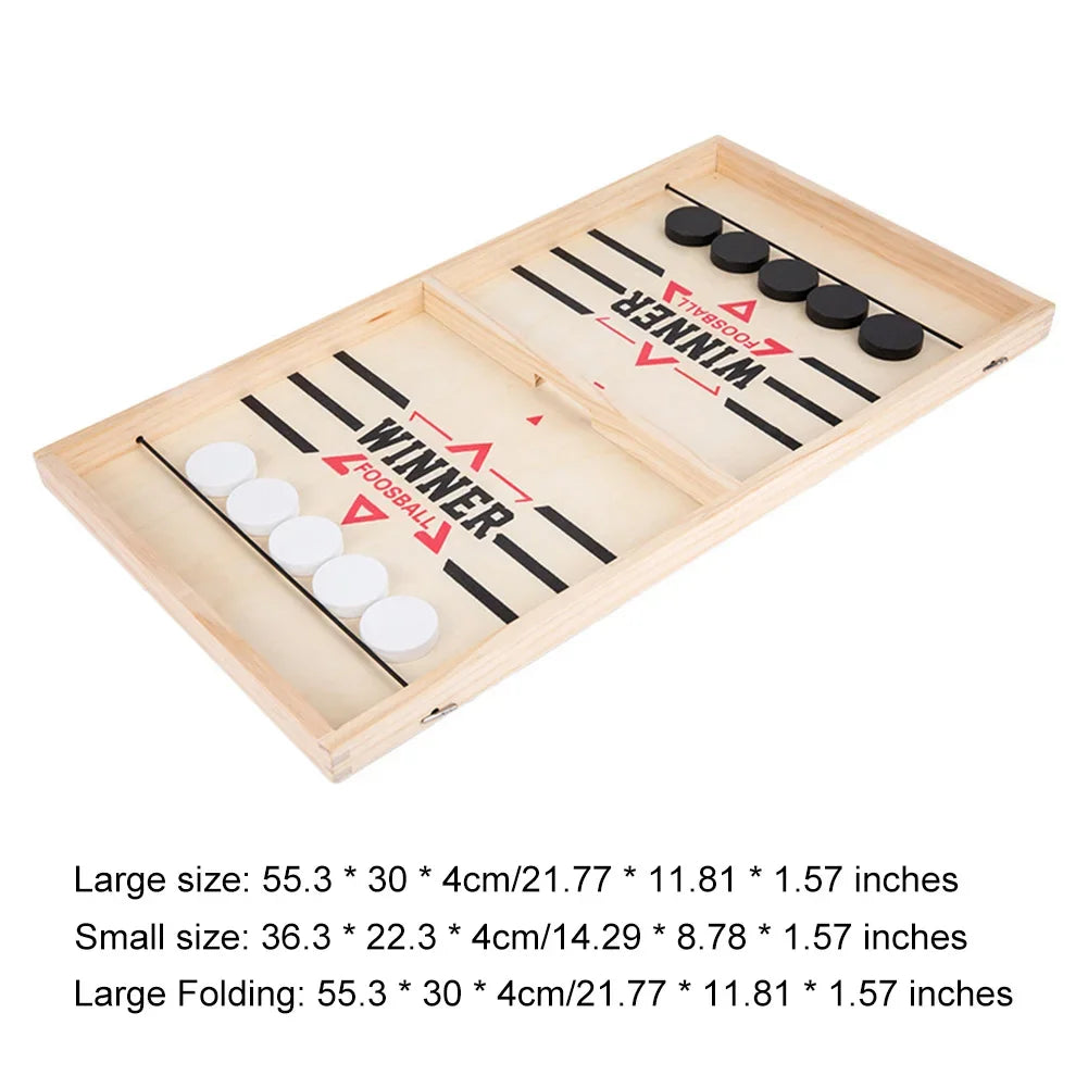 Sling Puck Board Games Wooden Hockey Party Games Fast-Paced Funny Family Table Two People Fight Against Toy with 10 Bullets