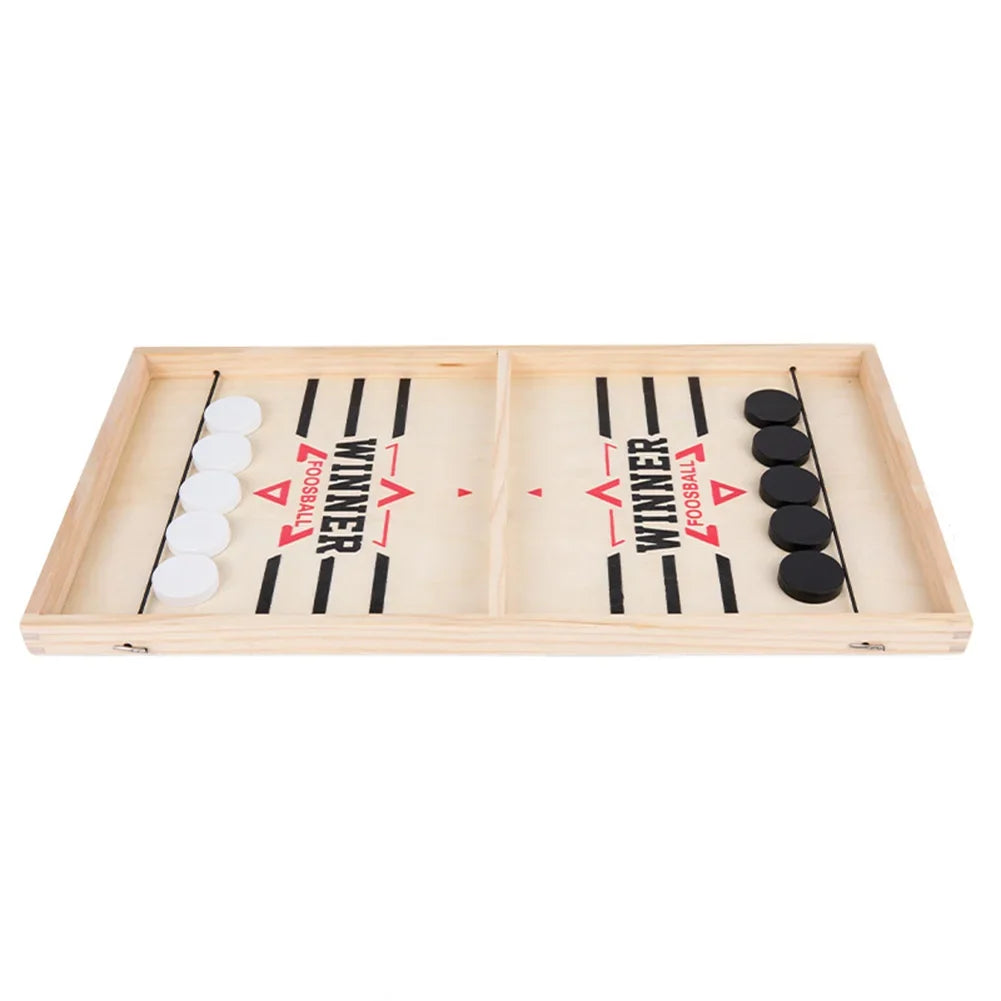 Sling Puck Board Games Wooden Hockey Party Games Fast-Paced Funny Family Table Two People Fight Against Toy with 10 Bullets