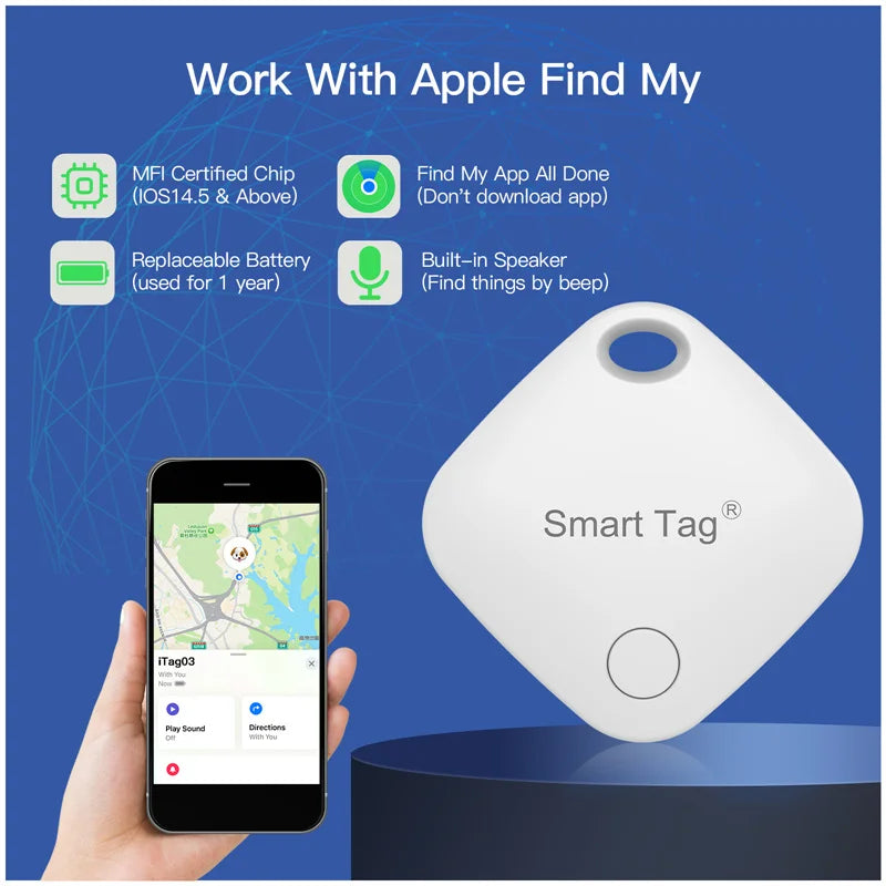 Smart Bluetooth Alarm Tracker funktioniert mit finden Sie meine App Anti-Lost-Gerät für iPhone Tag Ersatz Locator MFI bewertet